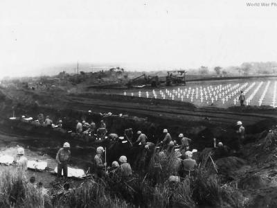 5th Division Marines bury fallen comrades on Iwo Jima