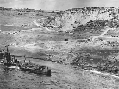 Japanese escort vessel beached on the shore of Iwo Jima