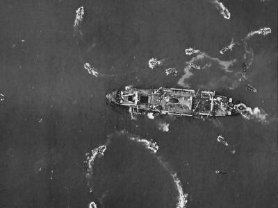 Landing craft prepare to head for shore
