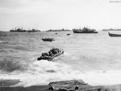 Marine DUKW off Iwo Jima Beach
