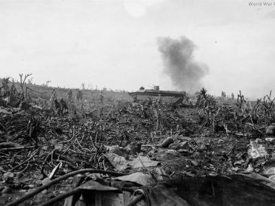 Marine LVT under mortar fire 23 February 1945
