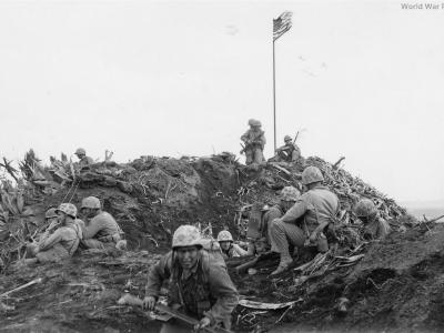 Marines atop Mount Suribachi Iwo Jima 23 February 1945