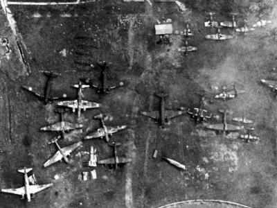 Target Recon Photo of Japanese Aircraft on Iwo Jima 15 June 1944