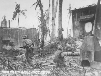 Marines attacking pillbox on Kwajalein