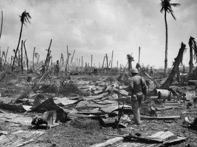 Marines search thru wreckage on Namur Island