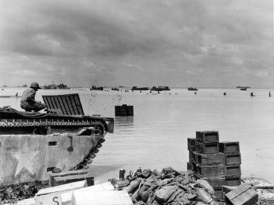 LVT and supplies, Makin Atoll beach