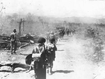 Australian troops of the 7th Division entering Lae