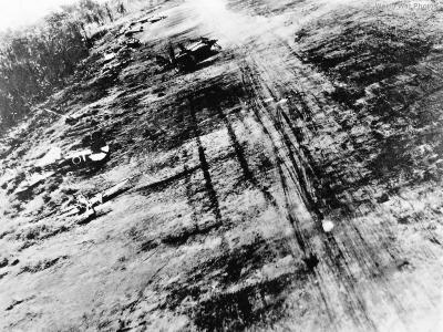 Japanese planes under attack on Wewak airfield