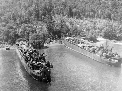 LSTs at Tanahmerah Bay Hollandia Dutch New Guinea