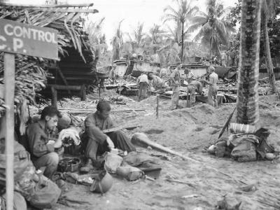 US troops and LVT on Shore Korako New Guinea 1944