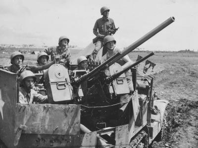 834th Anti Aircraft Artillery 37mm Halftrack and Thompson Gunner Okinawa
