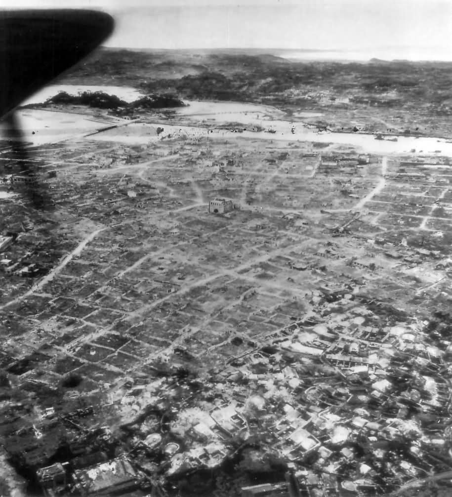 Aerial View of Leveled City of Naha Capital of Okinawa