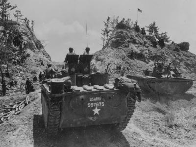 LVT Buffalo 96th infantry division Chatan Okinawa 1945