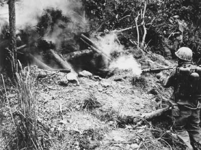 Marine Flame Thrower at Cave Okinawa