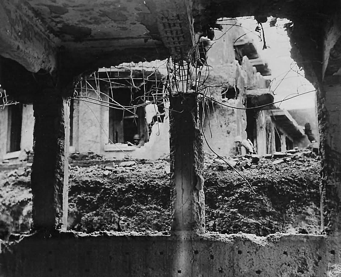 Marines Hunt Japanese Snipers amid Ruins of Naha Okinawa