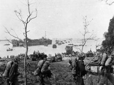 US Navy LST at Okinawa Beaches