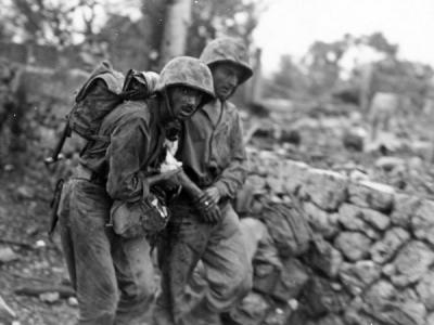 Wounded 5th Marines on Okinawa May 1945