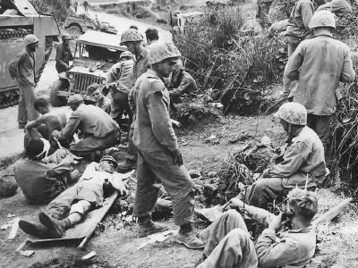 Wounded Marines on Okinawa 1945