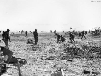 1st Marine Division Assaults Across Peleliu Airfield 1944