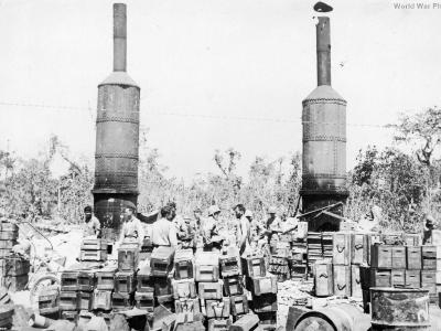 Japanese boilers mark US ammunition dump on Peleliu