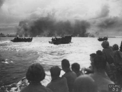 Landing Craft Transporting Marines to Peleliu Beach