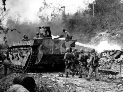 Marine LVT-4 Flame Thrower Amtrac On Peleliu