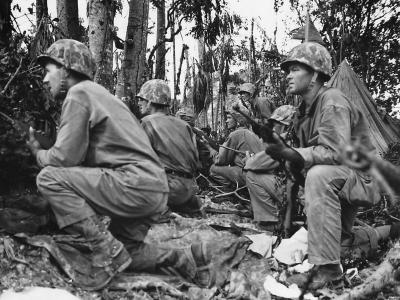 Marines Wait for Signal to Attack Japanese Airfield on Peleliu