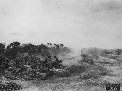 USMC artillery fire 75mm on Peleliu