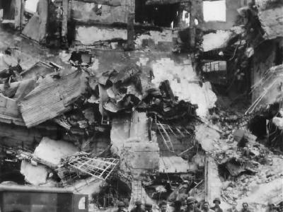 37th Division troops at Shattered City Hall in Manila
