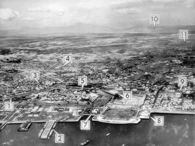 Airview of Manila showing where occupied by Japanese
