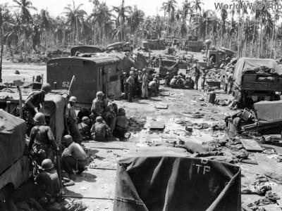 Battered LST Leyte Beach, October 20, 1944