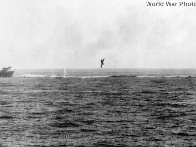 Japanese Judy shot down near U.S. cruiser during retaking of Philippines
