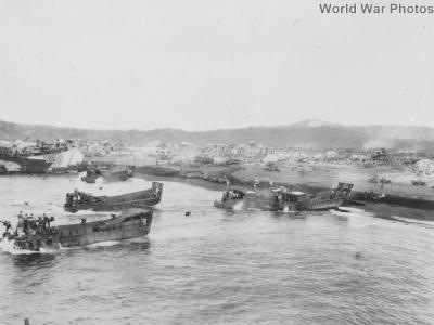 LSTs and LCTs beach landing Port Legaspi, January 1945