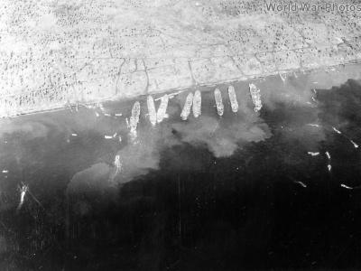 U.S. Navy LSTs at Leyte Beach