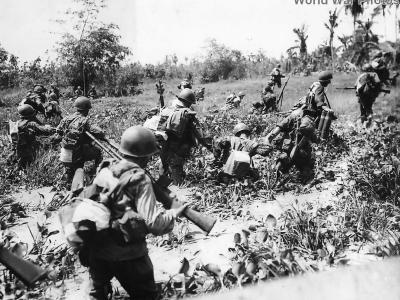 U.S. troops advance through Swamp on Leyte