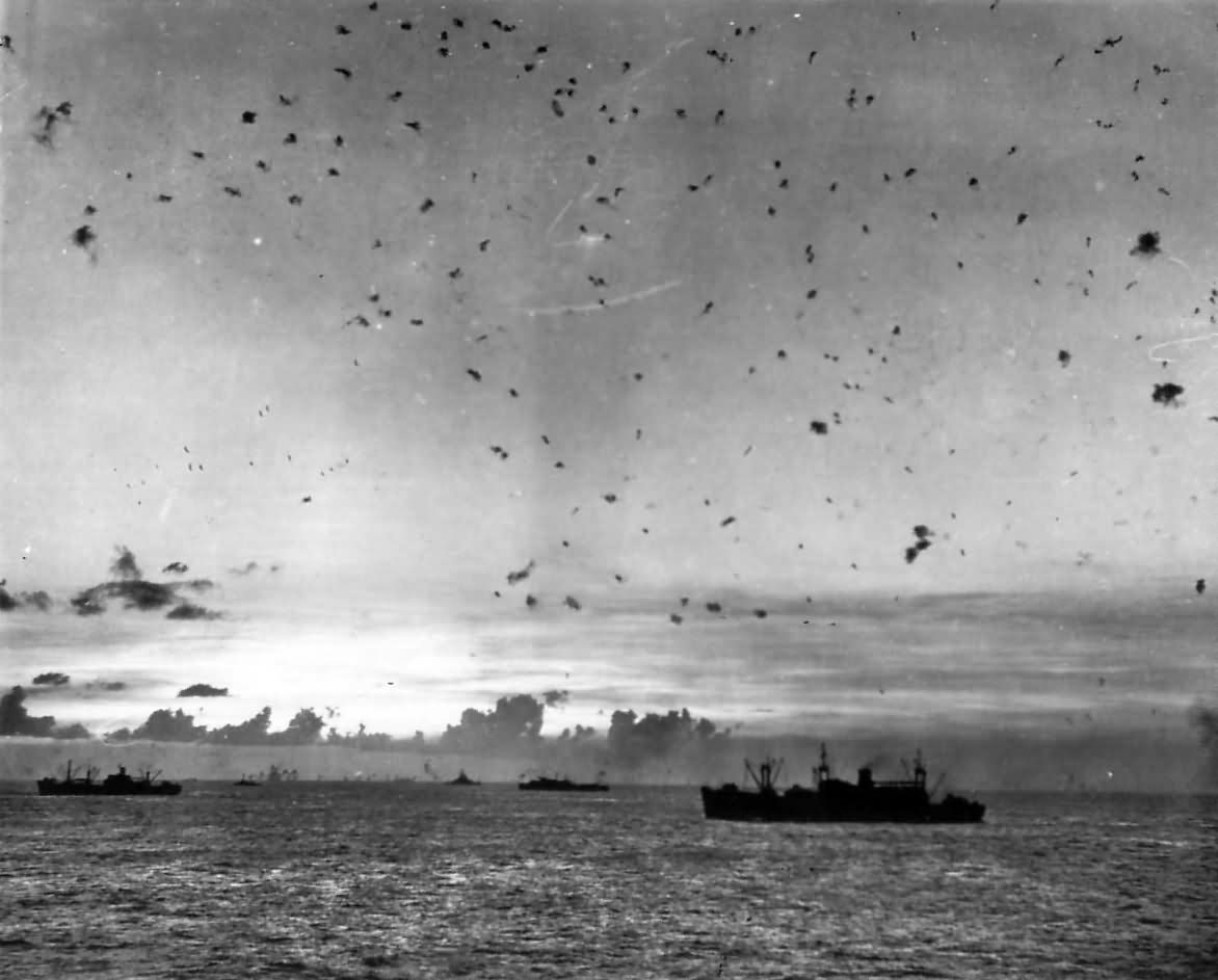 Flak Filled Sky as Planes Attack US Navy Ships Invasion of Saipan | World  War Photos