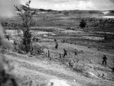 M4 Tanks Cover Marines Attacking Japanese Positions on Saipan 1944