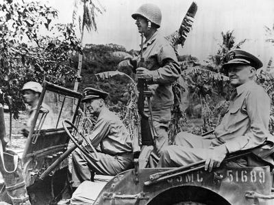 USMC Gen Smith and Admirals King and Nimitz Saipan