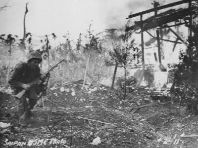 US Marine with BAR Browning Automatic Rifle Saipan
