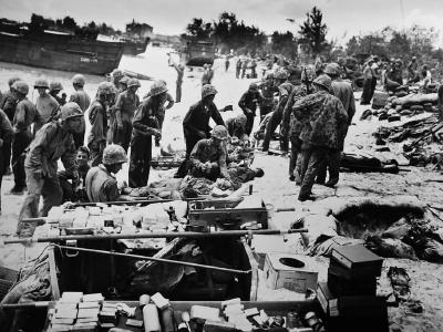 Wounded US Soldiers Saipan Beach June 1944