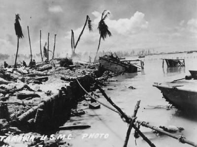Abandoned Amtracs Tarawa 1943
