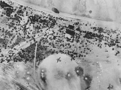 Bombers blasting Japanese Airfield at Tarawa 1943