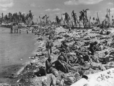 Marines on Red Beach Betio on 2nd Day 11.00 AM of Battle at Tarawa