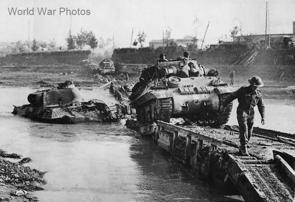 Achilles crosses Savio River on Churchill Twaby Ark October 1944 ...