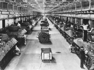 M10 And M4 Tanks On Production Line At Ford Plant 1943
