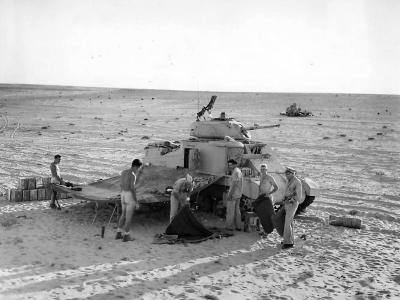 M3 Grant Tank Crews Set Up for the Night in Egyptain Desert 1942