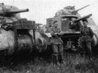 Captured M3 Lee and M4 Sherman tanks