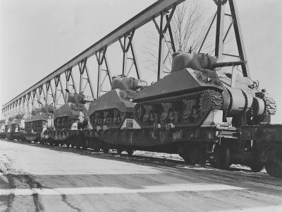 M4A2 Sherman Tanks On Railroad Cars