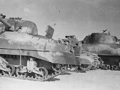 M4 Sherman Tanks Lined in North African Desert
