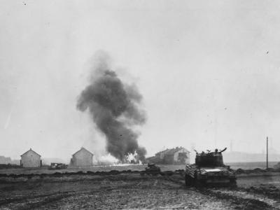 9th Army M4 Sherman tank near Alsdorf Germany December 1944